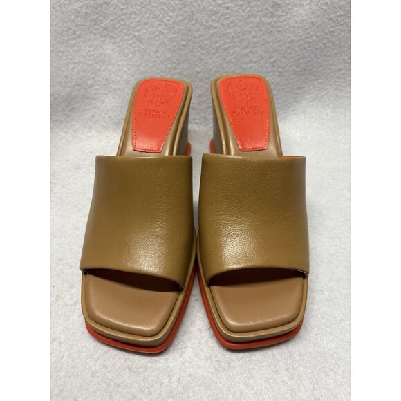 Vince Camuto Platform Slide Sandals Falivda Maple Size 9 Leather NWOT - Picture 2 of 6